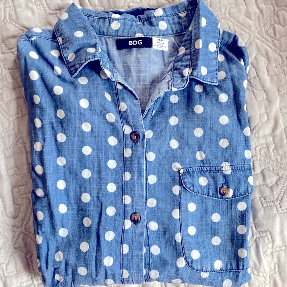 Urban Outfitters BDG polka dot chambray button up.